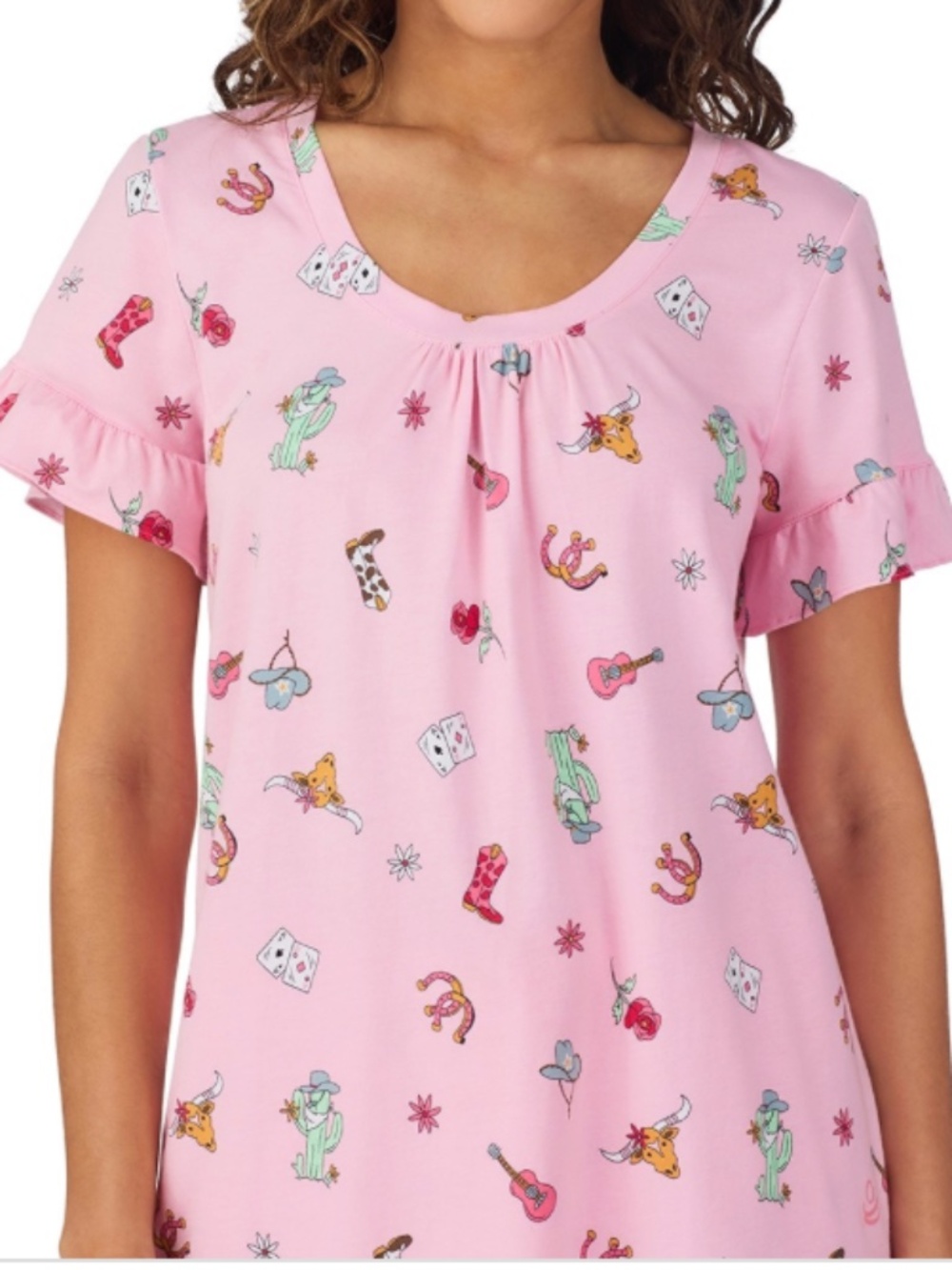 Cuddl Duds Women's Short-Sleeve Cropped Pajama TOP - Novel Pt